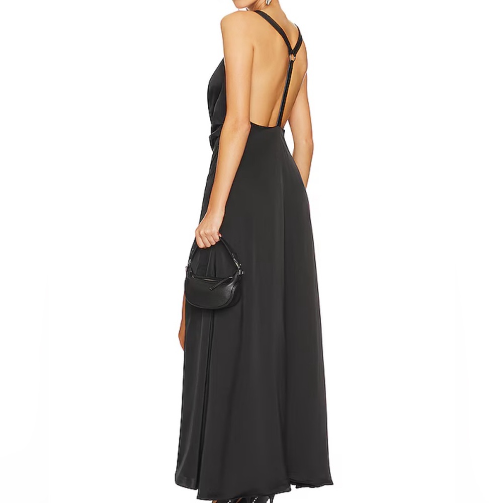 NonChalant Label - Black Silk Maxi Dress with Harness